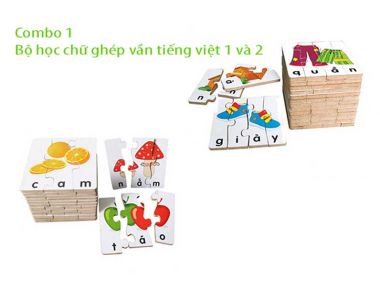 Combo bộ ghép hình học chữ tiếng việt 1 và 2 - G63442A